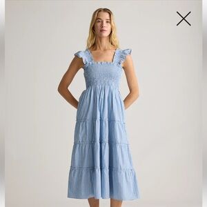 Quince 100% organic cotton poplin smocked  Midi Dress